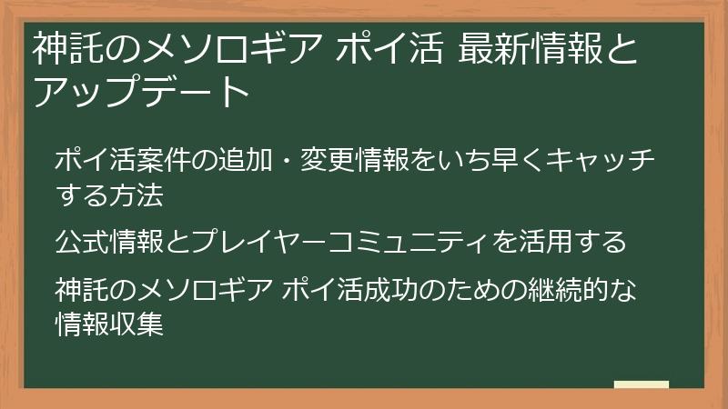 神託のメソロギア ポイ活 最新情報とアップデート
