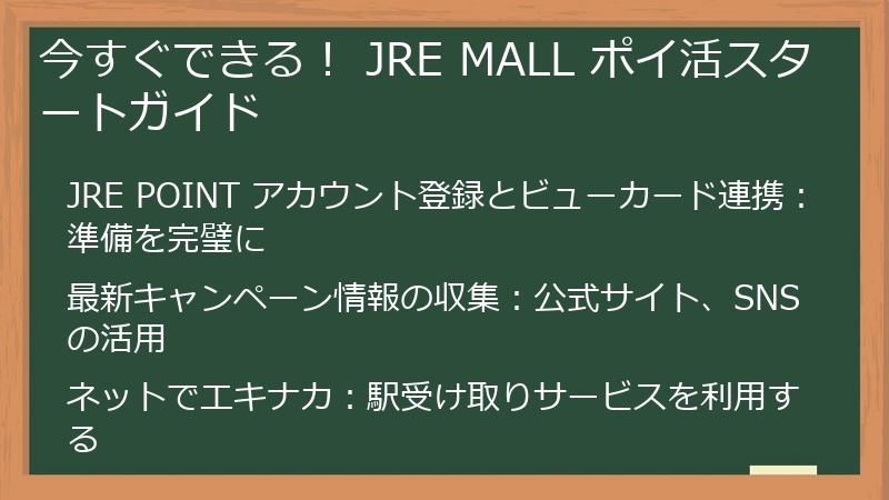 今すぐできる！ JRE MALL ポイ活スタートガイド