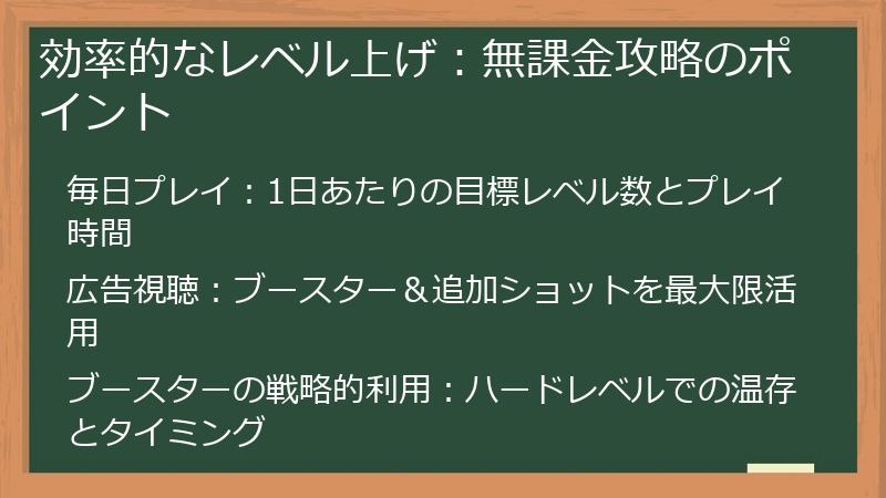 効率的なレベル上げ:無課金攻略のポイント