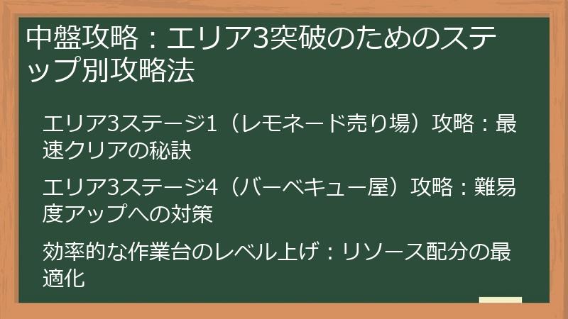 中盤攻略：エリア3突破のためのステップ別攻略法