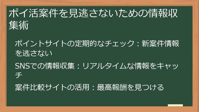 ポイ活案件を見逃さないための情報収集術