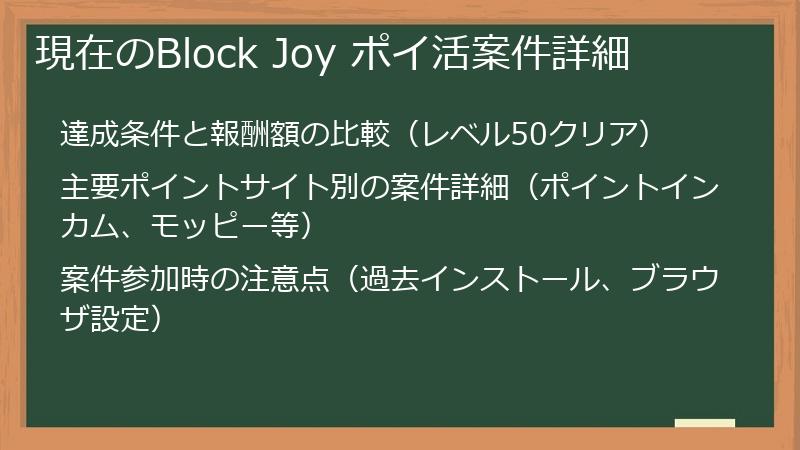 現在のBlock Joy ポイ活案件詳細