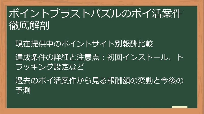 ポイントブラストパズルのポイ活案件徹底解剖