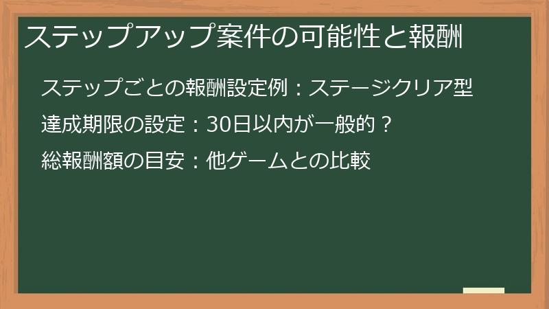 ステップアップ案件の可能性と報酬