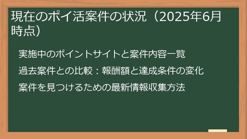 現在のポイ活案件の状況（2025年6月時点）