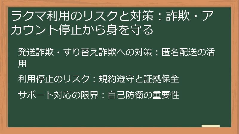 ラクマ利用のリスクと対策:詐欺・アカウント停止から身を守る