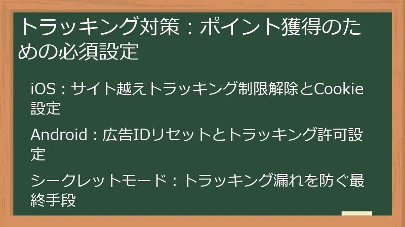 トラッキング対策：ポイント獲得のための必須設定