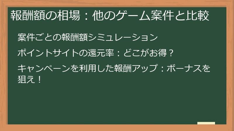報酬額の相場：他のゲーム案件と比較