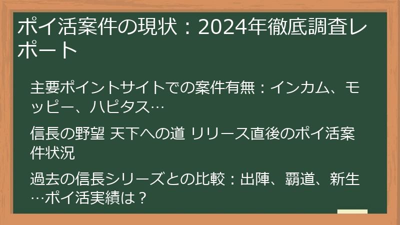ポイ活案件の現状：2024年徹底調査レポート