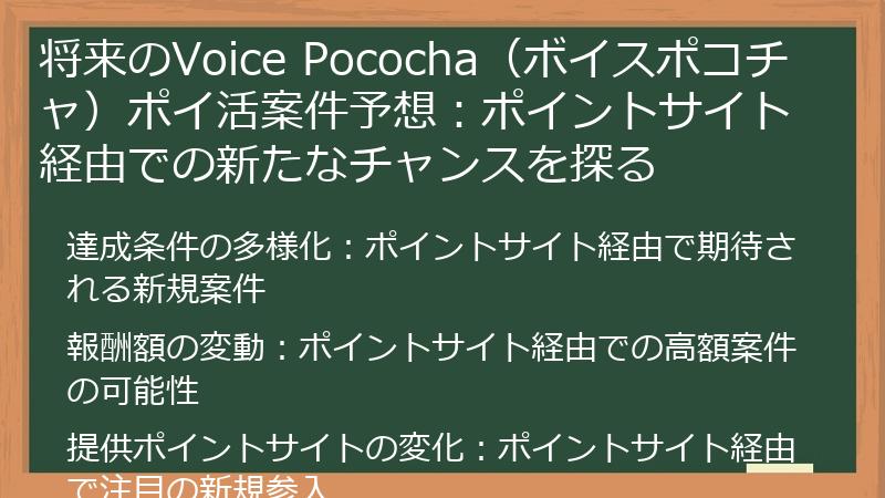 将来のVoice Pococha（ボイスポコチャ）ポイ活案件予想：ポイントサイト経由での新たなチャンスを探る