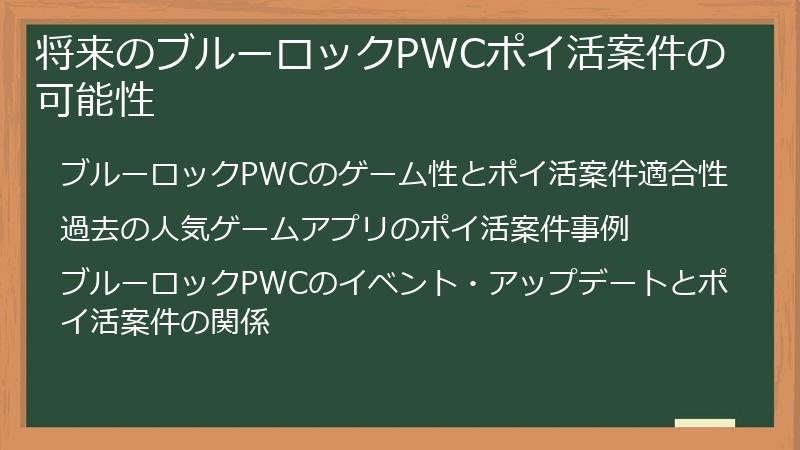 将来のブルーロックPWCポイ活案件の可能性