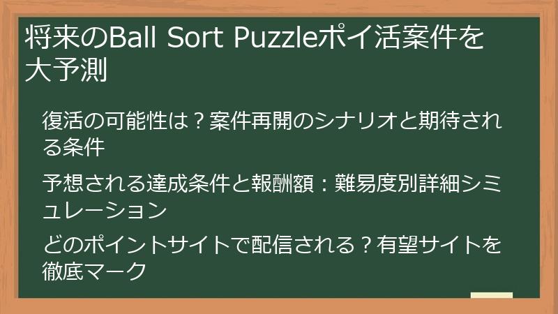 将来のBall Sort Puzzleポイ活案件を大予測