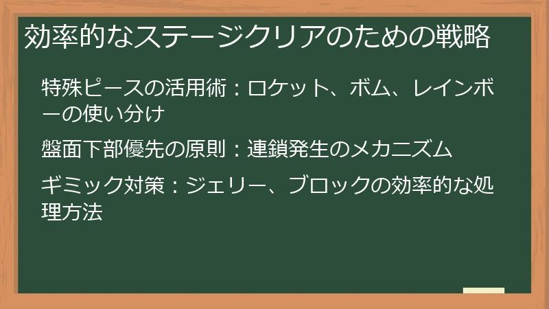 効率的なステージクリアのための戦略