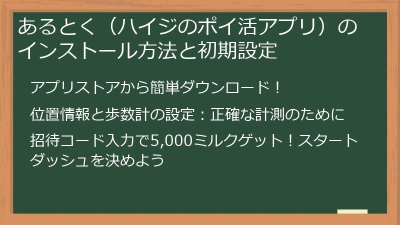 あるとく（ハイジのポイ活アプリ）のインストール方法と初期設定