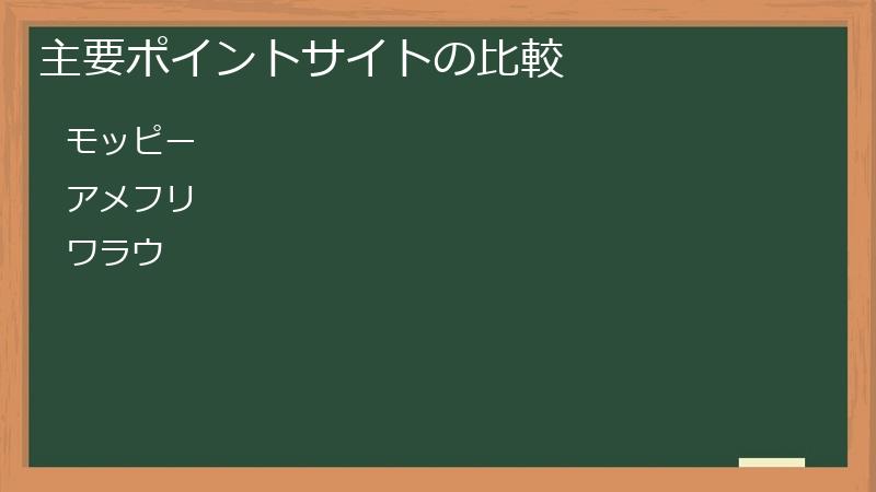 主要ポイントサイトの比較