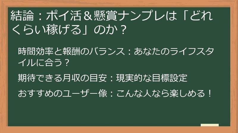 結論:ポイ活&懸賞ナンプレは「どれくらい稼げる」のか?