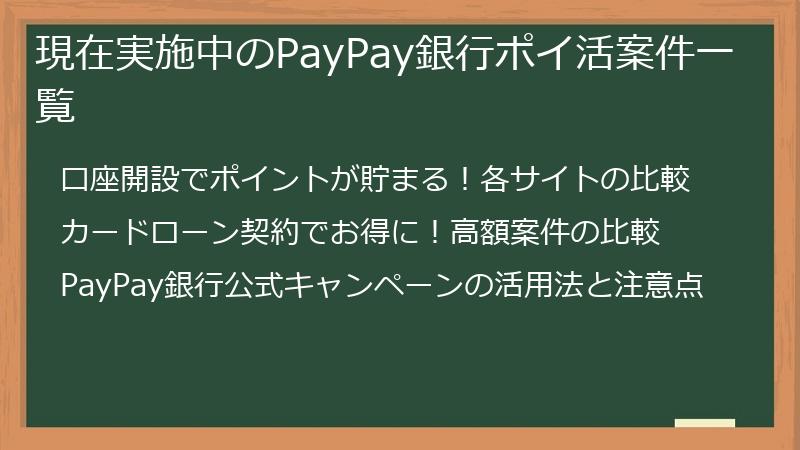 現在実施中のPayPay銀行ポイ活案件一覧