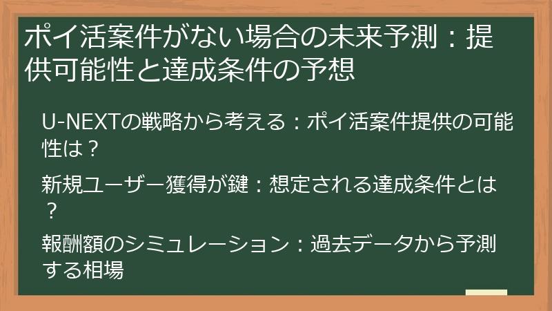 ポイ活案件がない場合の未来予測：提供可能性と達成条件の予想