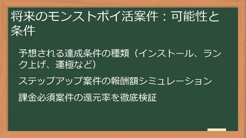 将来のモンストポイ活案件：可能性と条件
