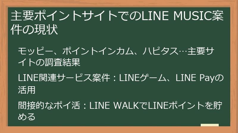 主要ポイントサイトでのLINE MUSIC案件の現状