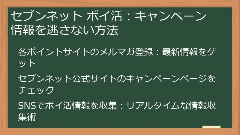 セブンネット ポイ活:キャンペーン情報を逃さない方法