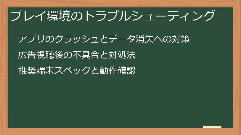 プレイ環境のトラブルシューティング