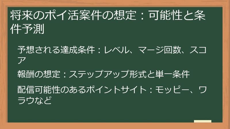 将来のポイ活案件の想定：可能性と条件予測