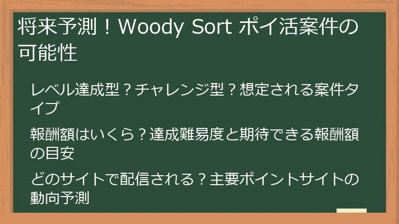 将来予測！Woody Sort ポイ活案件の可能性