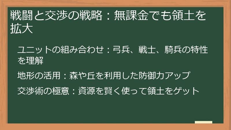 戦闘と交渉の戦略：無課金でも領土を拡大