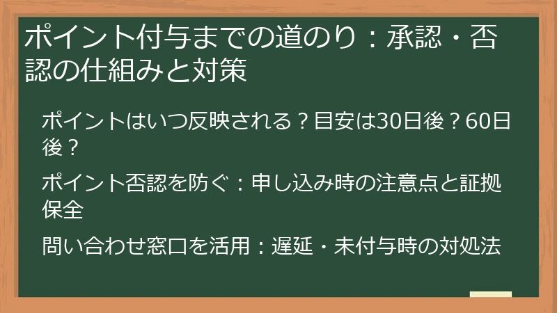ポイント付与までの道のり：承認・否認の仕組みと対策