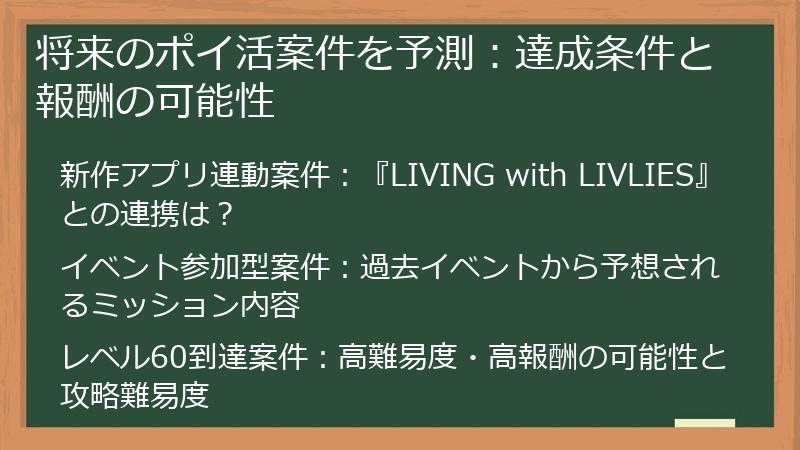 将来のポイ活案件を予測：達成条件と報酬の可能性