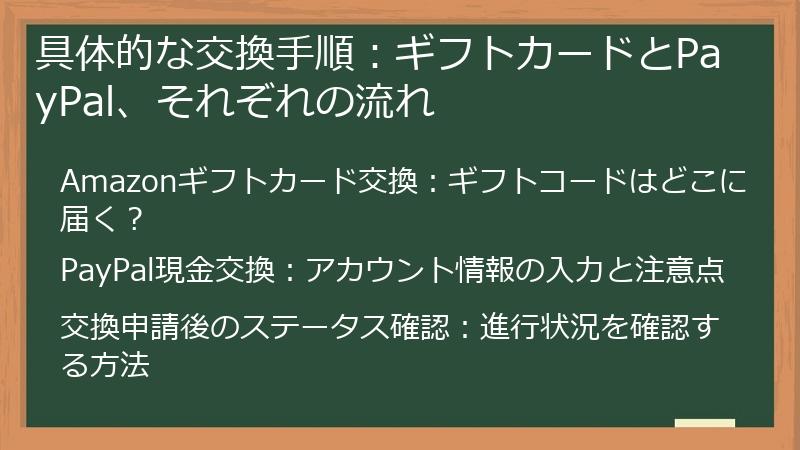 具体的な交換手順：ギフトカードとPayPal、それぞれの流れ