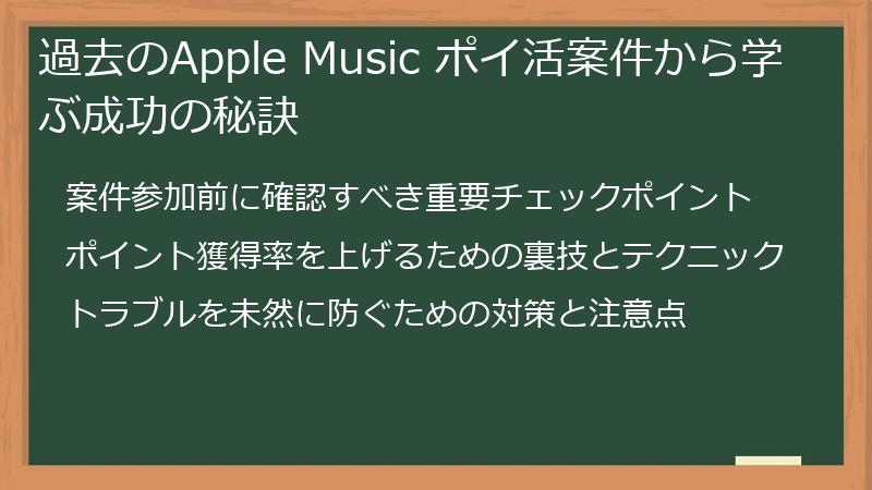 過去のApple Music ポイ活案件から学ぶ成功の秘訣