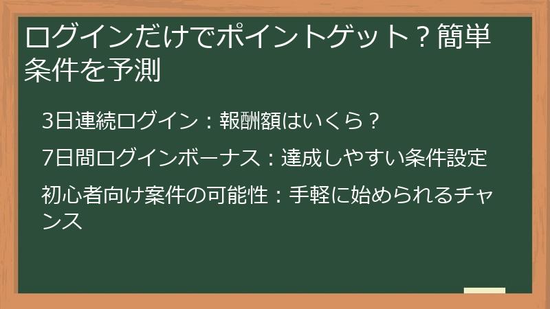 ログインだけでポイントゲット？簡単条件を予測