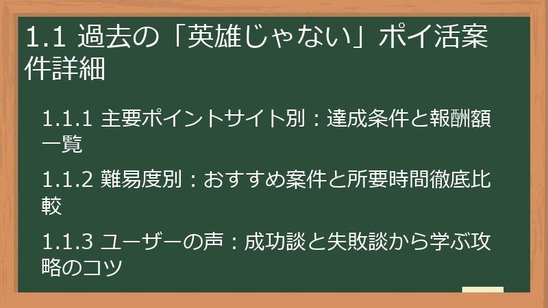 1.1 過去の「英雄じゃない」ポイ活案件詳細