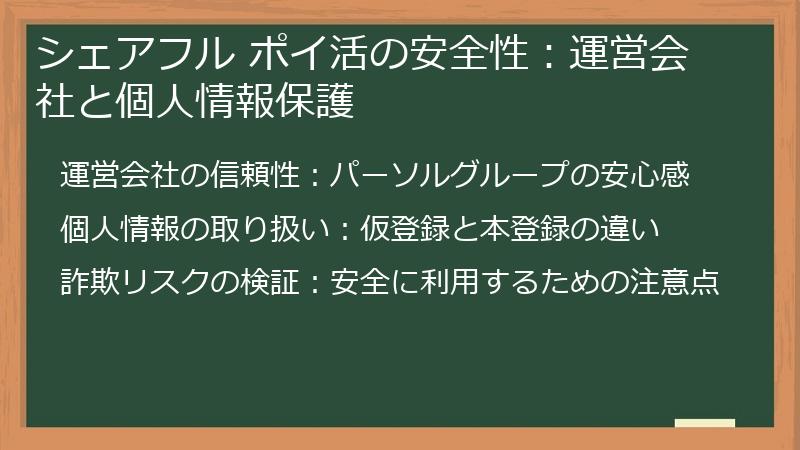 シェアフル ポイ活の安全性:運営会社と個人情報保護