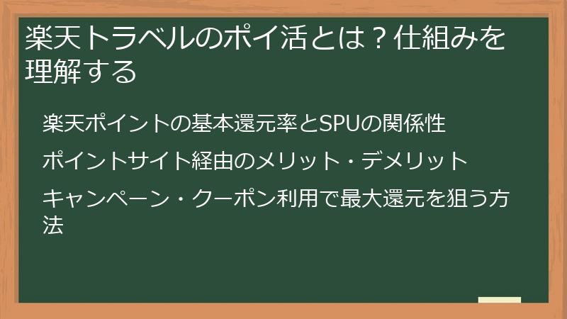 楽天トラベルのポイ活とは？仕組みを理解する