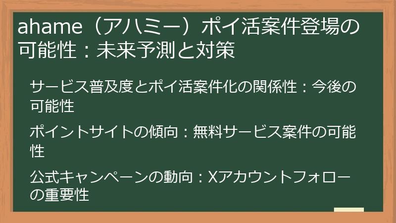 ahame（アハミー）ポイ活案件登場の可能性：未来予測と対策