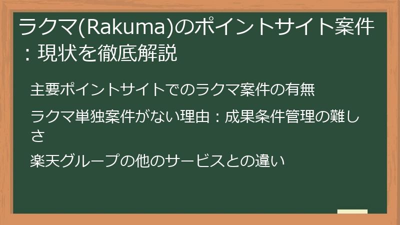 ラクマ(Rakuma)のポイントサイト案件：現状を徹底解説