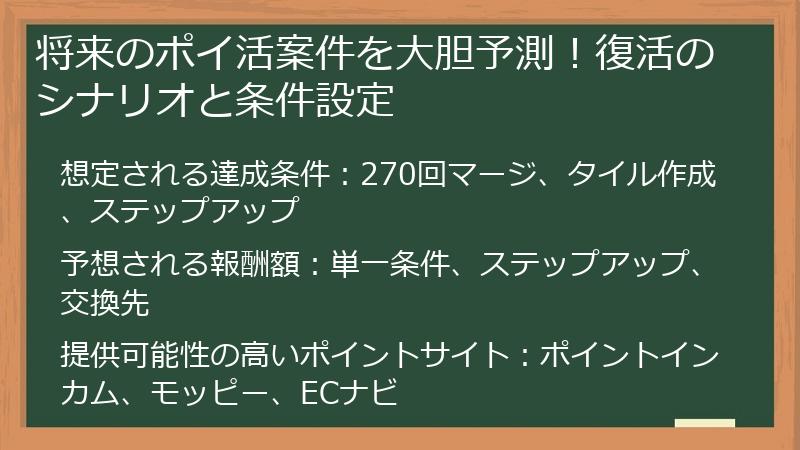 将来のポイ活案件を大胆予測！復活のシナリオと条件設定