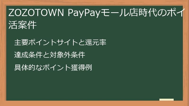 ZOZOTOWN PayPayモール店時代のポイ活案件