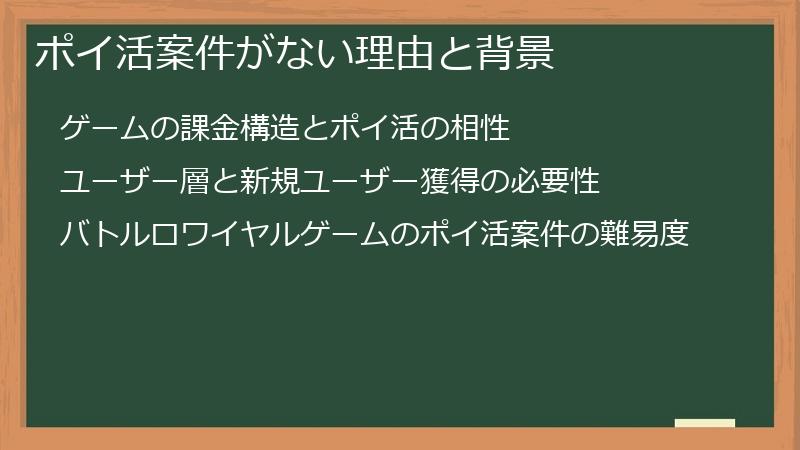 ポイ活案件がない理由と背景