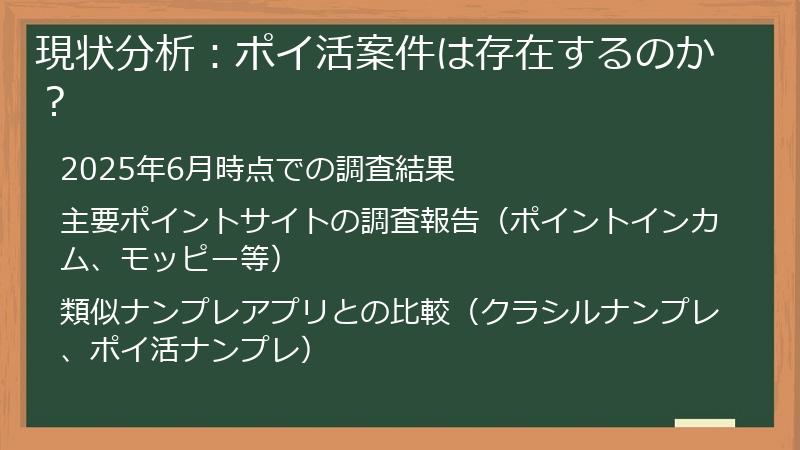 現状分析：ポイ活案件は存在するのか？