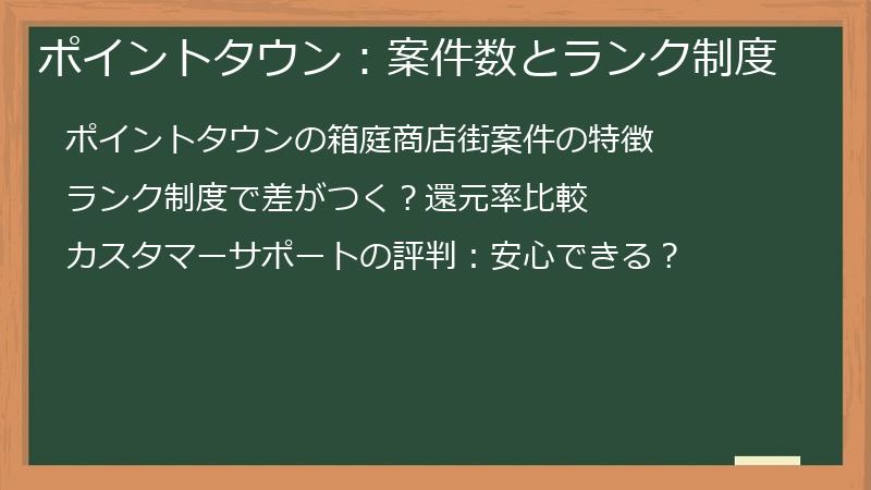 ポイントタウン：案件数とランク制度