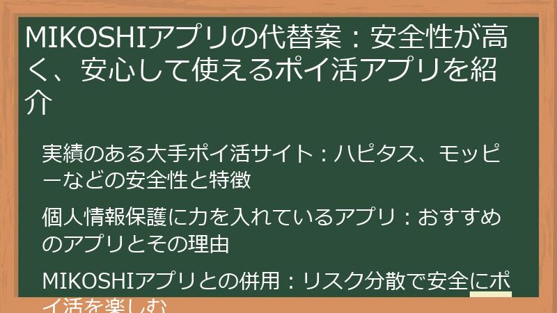 MIKOSHIアプリの代替案：安全性が高く、安心して使えるポイ活アプリを紹介