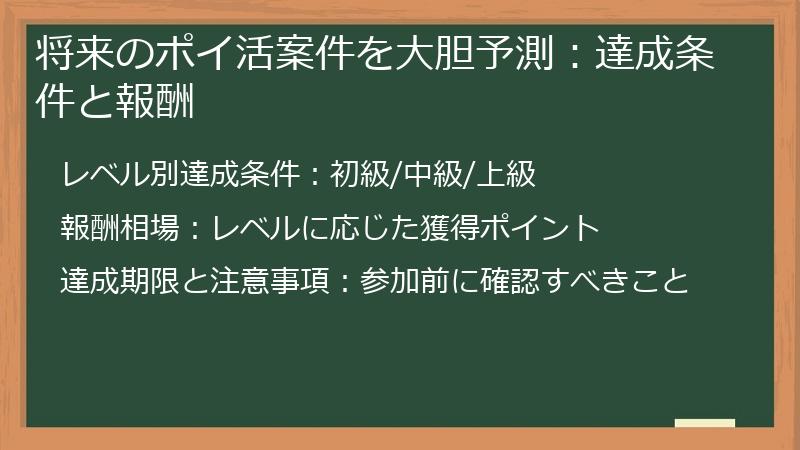 将来のポイ活案件を大胆予測：達成条件と報酬