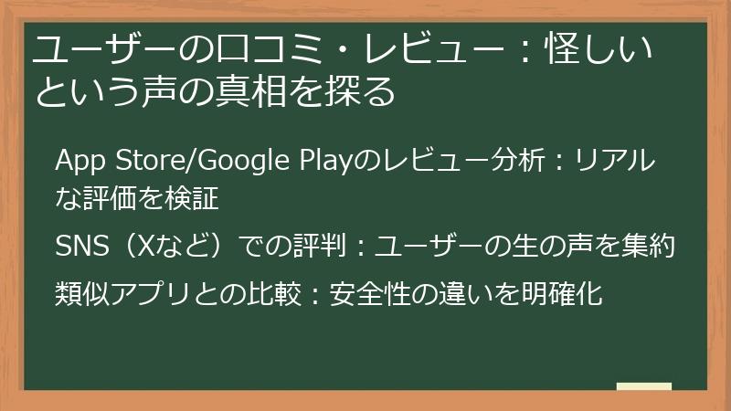 ユーザーの口コミ・レビュー：怪しいという声の真相を探る