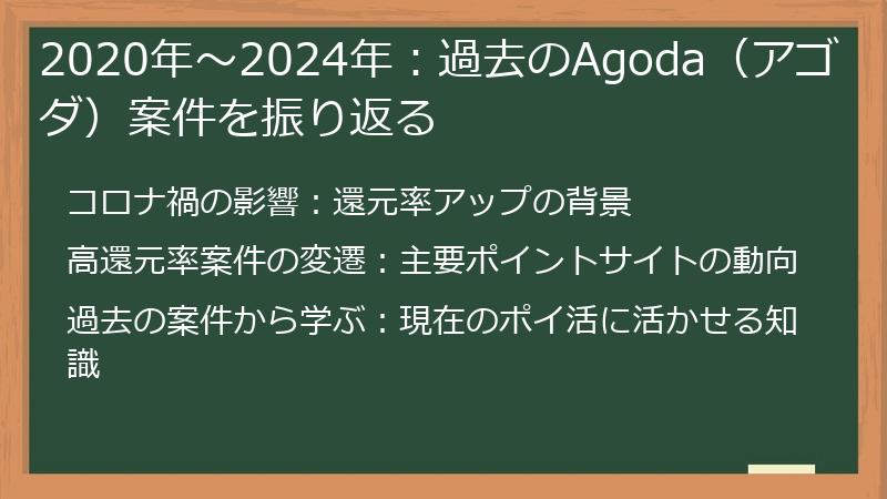 2020年～2024年：過去のAgoda（アゴダ）案件を振り返る