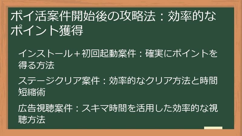 ポイ活案件開始後の攻略法：効率的なポイント獲得