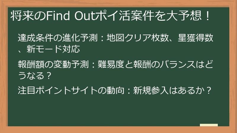 将来のFind Outポイ活案件を大予想！